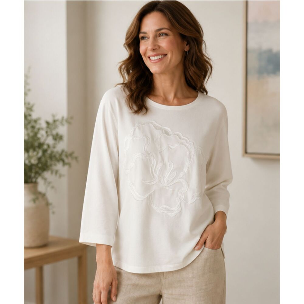 Chico's White Floral Blouse Size XXL
